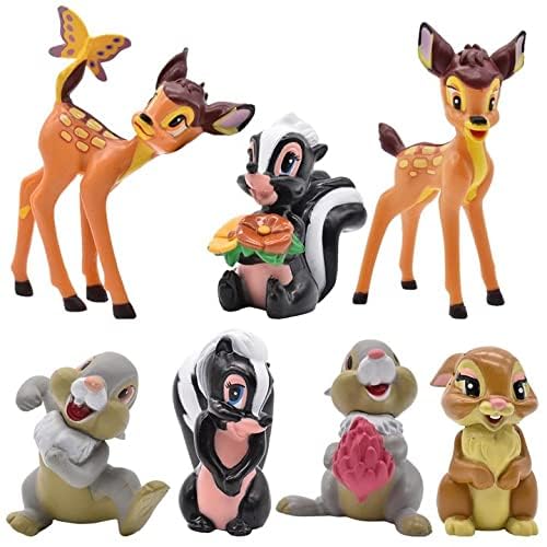 Bambi Cake Topper Minitiere Eichhörnchen Figur Kaninchen Dekofigur Geburtstag Cake Topper Garten Micro Landschaft Ornament Neujahr Ostern Geburtstag Party Cupcake Tischdeko Teichdeko 7PCS