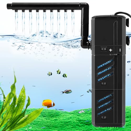 Joycabin Aquarium Filter, Einstellbare 800L/H Aquarium Internal Filter, 8W Leiser Aquarium Pumpe, Aquarium Schwammfilter mit Wasserpumpe für kleine Aquarien