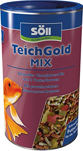 Söll 83191 TEICH-GOLD Mix Ganzjahresfutter - Futtermischung 3 Futterformen zum Füttern von Teichfischen im Fischteich Gartenteich, ausgewogene Fischernährung Fischgesundheit Fischvitalität