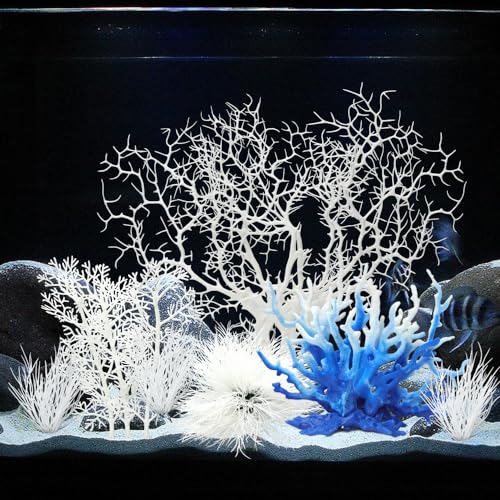 BEGONDIS 8-teiliges Weißes Künstliche Korallen Dekorationsset für Aquarien – Verwandle Dein Aquarium in eine Unterwasserwelt