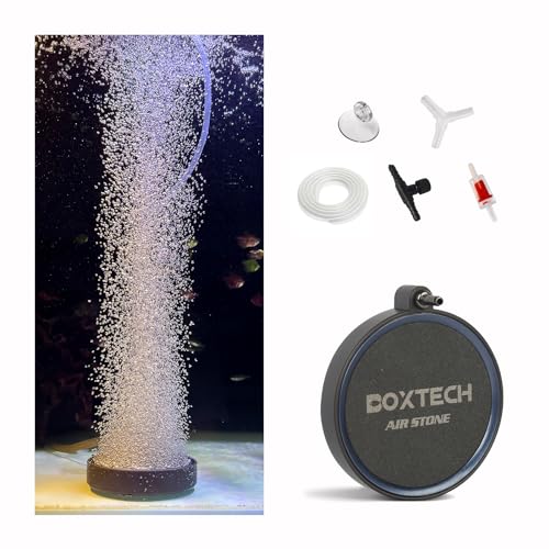 boxtech Aquarium Ausströmer Set Sandplatte Aquarium Diffusor für gelösten Sauerstoff Belüfter Stein (S- 80mm)