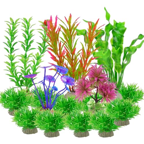 AhLmA 15 Stück Décoration Pour Aquarium Spielzeug Aquarium Aquarium Pflanzen Künstlich Aquarium Korallen Dekoration Geeignet für die Dekoration Von Aquarien mit Bunten Künstlichen Pflanzen