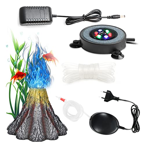 Aquarium Vulkan Form Luftblase Stein Sauerstoff Pumpe, LED Lighting Farbwechselnden Aquarium Licht Unterwasser IP68 Fisch Aquarium Dekoration