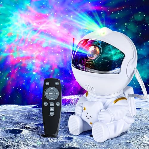 TIDEVAN Astronaut Sternenhimmel Projektor LED Sternenprojektor mit 8 Nebelmodi 2 Sternenmodi Fernbedienung einstellbare Helligkeit und Geschwindigkeit 360° Rotation für Kinder und Erwachsene
