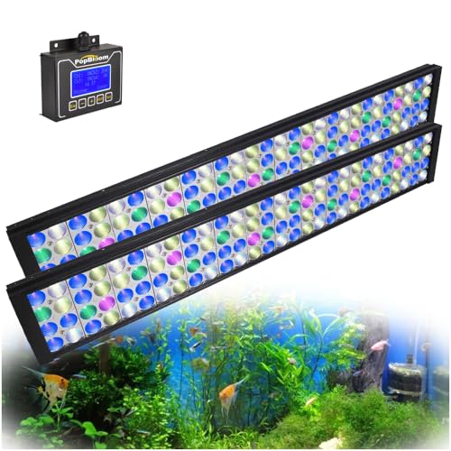 PopBloom 180W LED Beleuchtung für Süßwasser Aquarien, Vollspektrum Aquarium Led Lampe, Hohe Leistung, Sonnenaufgang Sonnenuntergang (180W (For 150-200cm))