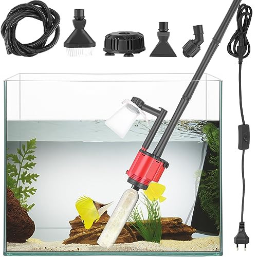 FEDOUR Aquarium-Kiesreiniger, Multifunktioneller elektrischer Aquarium-Wasserwechsler, herausnehmbarer Vakuum-Sandwäscher, Algenreiniger, Wasserdusche-Set