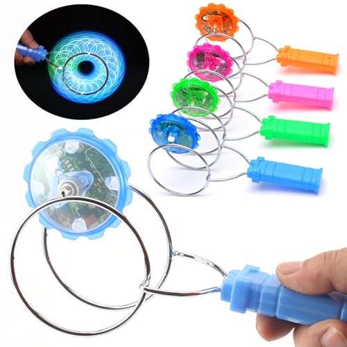 4 Stück Retro Leuchtender Kreisel, Magnetisches Gyro-Rad, Magischer LED-Gyroskop, Leuchtender LED-Magnetkreisel Spinner-Spielzeug, Magnetisches Kreisel Fidget Spielzeug für Kinder - Zufällige Farbe