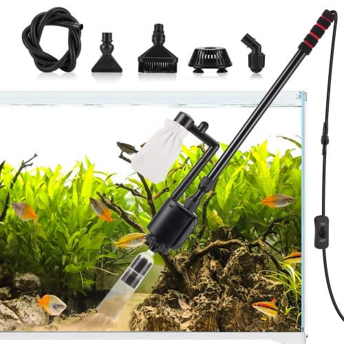 AQQA Elektrische Wasserwechsler für Aquarien,6in1 Aquarium Mulmsauger Siphon Kit, Kies Reiniger Siphon Staubsauger für schnellen Aquarium Wasserwechsel,Sandwaschung