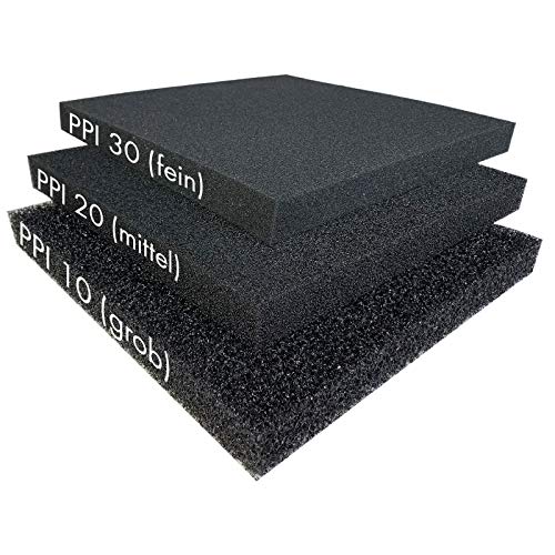 Pondlife Filterschaum schwarz 50x50x3 cm zur optimalen Verwendung als Filtermedium in Teichfiltern PPI PPI20 (mittel)