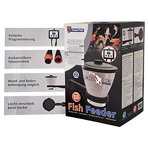 Futterautomat Koi Pro Fish Feeder - inkl. 1kg Koifutter Sui JIN Ginger Grow - Teich Fischfutterautomat, Koi, Koiteich, Fisch, Koifutter (7 Liter)