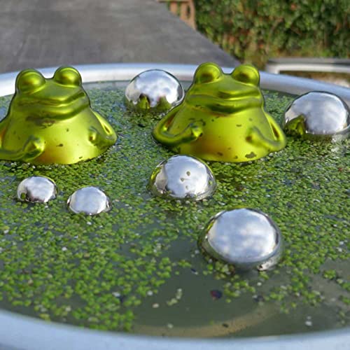 Gartenzaubereien Teich-Set Schwimmfrösche 2 x Frosch grün mit Silber Kugeln Deko für Miniteiche