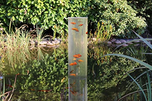 Wasserkunst Fischsäule 100 cm x 20 cm Durchmesser | Fischturm hergestellt aus Plexiglas| Fischfahrstuhl für Fische | 3 mm Wandstärke aus transparentem Acrylglas für Goldfische für Ihren Teich