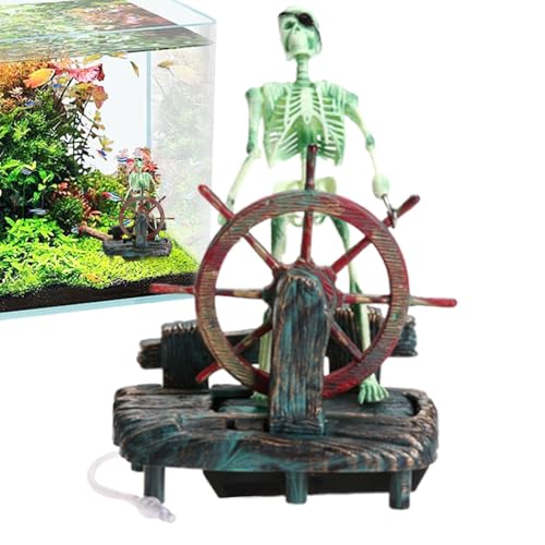 Skelett-Aquarium-Dekoration – Totenkopf-Landschaft, Aquarium-Skelett-Landschaftsdekoration, Unterwasser-betriebenes Wasser für Zuhause