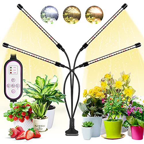 wolezek Pflanzenlampe LED,Pflanzenlicht,80 LEDs Pflanzenleuchte 3000K 5000K 660nm Wachsen licht Vollspektrum für Zimmerpflanzen mit Zeitschaltuhr,10 Arten von Helligkeit&3 Lichter Modi für Gemüse