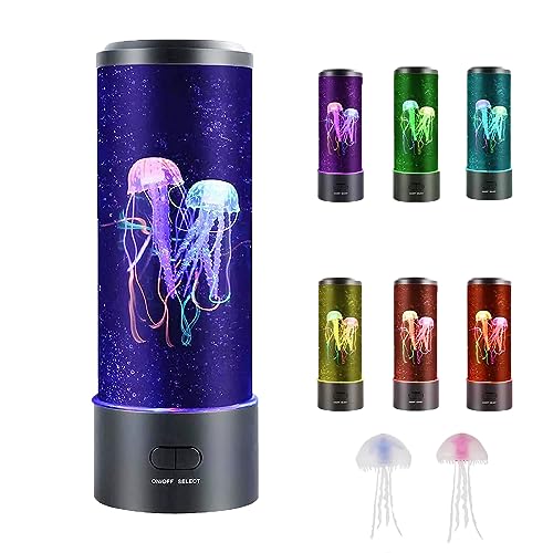 LED Lavalampe, Quallen-Lampe Jellyfish Lampe bunt mit Quallen 8 Farben 4 Lichtmodi,Quallen Aquarium Stimmungslicht Dekoration,für Kinder Erwachsene Dekoration für Zuhause Büro,USB+Batteriebetrieb