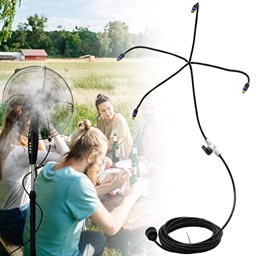 Hydrogarden Outdoor Misting System Sprühnebel Kühlung Terrasse Garten Gewächshaus Pavillon Wasserzerstäuber 6 Meter Schlauch und 6 360°Drehbare Messingdüsen