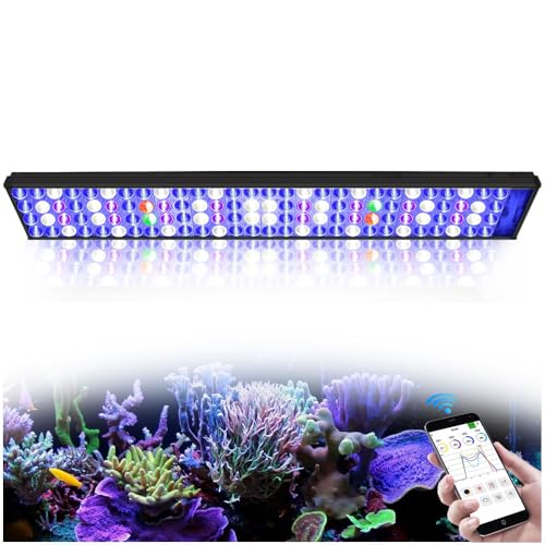 PopBloom H75 WiFi Meerwasser Aquarium Beleuchtung, Volles Spectrum Led Aquarium Lampe für Reef Coral SPS/LPS Fischaquarium, APP unterstützt Deutsch (für 80-100cm)