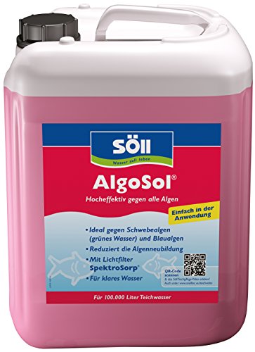 Söll 80427 AlgoSol, 5 l - hocheffektive Teichpflege gegen Algen im Teich - Algenmittel mit Lichtfilter gegen Teichalgen/Schwebealgen/Blaualgen