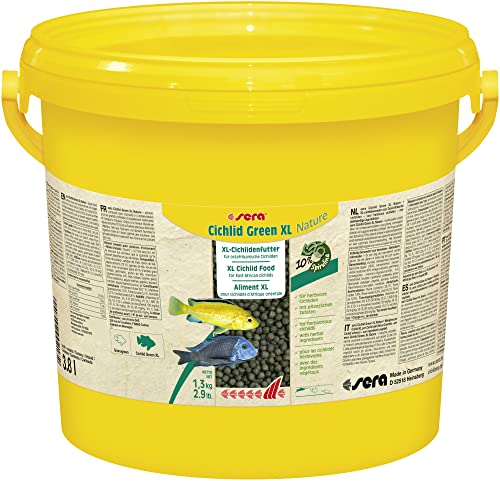 sera Cichlid Green XL Nature 3,8 L (1,3 kg) - Hauptfutter mit 10 % Spirulina für größere herbivore Cichliden, Futter für Malawi