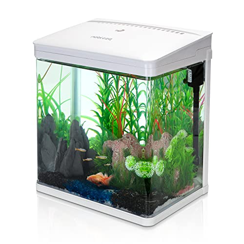 Nobleza - Nano-Fischtank-Aquarium mit LED-Leuchten & Filtersystem, tropischeAquarien, 14 Liter, Weiß
