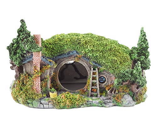 OMEM Hobbit-Haus,Aquarium Dekoration Höhle,für Fisch Tank,NatüRlicher Lebensraum Ornament für Aquarium Kleines Fischversteck