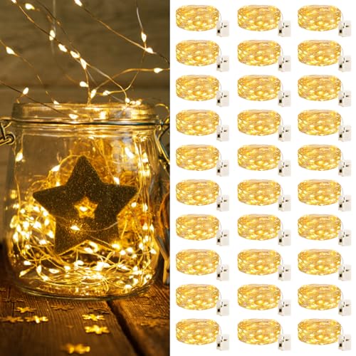 bitjam 30 Stück LED Lichterkette mit Batterie Klein mit 3 Lichtmodi, 2M 20LED Mini Lichterkette Batteriebetrieben, Wasserdicht Lichterkette Draht für Weihnachten Hochzeit Party Innen Deko, WarmWeiß