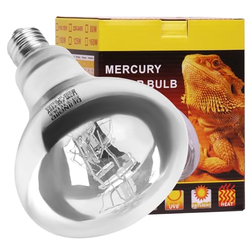 DERNORD UVA UVB Wärmelampe- UV Licht Lampe 80 Watt für Schildkrötenhaus Gecko Bartagamen Terrarium Solar Strahler Vollspektrum Tageslichtlampe E27 Fassung