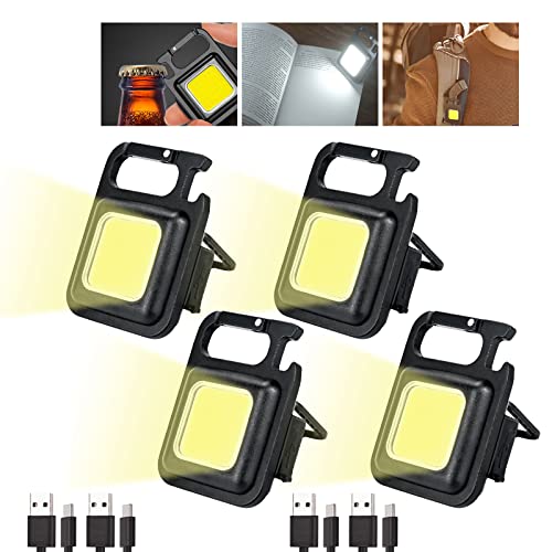 4 Stücke Mini LED Inspektionsleuchten, Notlicht mit USB Aufladen Tragbare Taschenlampe Arbeitslampe 1000 Lumen Magnetisches Wasserdicht Mechanikerlicht Tragbare für Notbeleuchtu Camping Reparatur