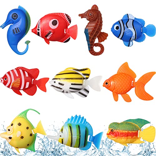 Aoriher 10 Stück Künstliche Fisch Schwimmende Deko für Aquarien Kunststoff Fische Kleine Künstliche Fisch Beweglich Schwimmende Aquarium Ornamente Blasenröhren Mehrfarbige Kleine Tropische Fisch Deko