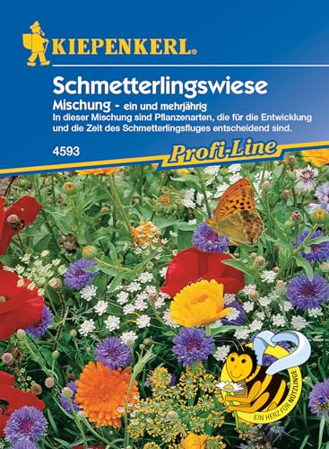 Kiepenkerl Profi-Line Blumensamen-Mischung Schmetterlingswiese 4593 - Nahrungsquelle für Schmetterlinge, Bienenfreundliche Samen, Profi-Line Blumensamen