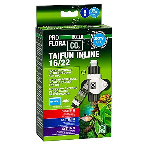 JBL PROFLORA CO2 TAIFUN INLINE 16/22, CO2-Diffusor, Integrierter Blasenzähler und Rücklaufsicherung, Für 160-600 l Aquarien