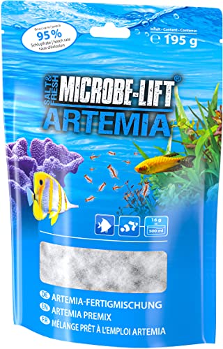 MICROBE-LIFT Artemia - 195 g - Komplettes Set mit Artemia-Eiern Plus Salz, bietet ideales Lebendfutter für die gesunde Ernährung von Aquarienfischen in Meer & Süßwasser.