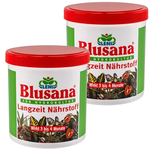 Blusana Langzeitdünger Lewatit HD 50 für Zierpflanzen in Hydrokultur | NPK mineralischer Dünger mit Ionenaustauscher 3-4 Monate Wirkung 1600ml - 2 x 800ml Dose