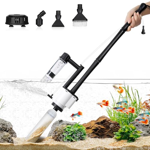 AQQA Aquarium Sauger, 8 in 1 Upgrade Mulmsauger Aquarium Elektrisch, 30W Aquarium Reinigungsset für Wasserwechsel, Sandwaschen, Filterung und Wasserumwälzung