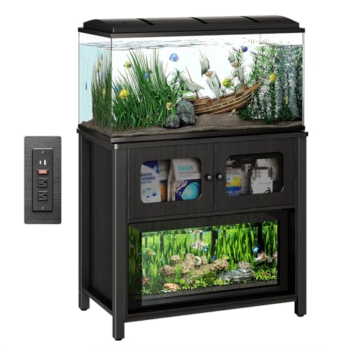 Redlife 50 Gal / 190 L Aquarium mit Unterschrank, Aquarium Unterschrank mit Ladesteckdose & Stauraum, 300 kg Tragkraft Aquarium Tisch für Terrarium, Anti-Kipp-Haken, 92x52x80.5 cm (Nur Kabinett)