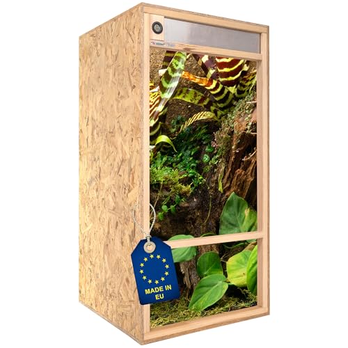 ITA Hochterrarium 60x120x60 cm mit Frontbelüftung & Integriertem Hygrometer - Holz Terrarium aus OSB-3 Platten - Terrarien für Reptilien, Schlangen, Amphibien - EU Produkt, FSC Zertifiziert