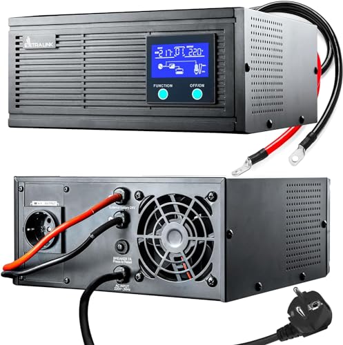 Notstromversorgung UPS EXTRALINK Piorun 800VA/640W Wechselrichter Reiner Sinus PRO 12VDC USV Inverter LCD Integrierter Schutz CPU-Steuerung unterbrechungsfreie Spannungsversorgung USV Stromversorgung