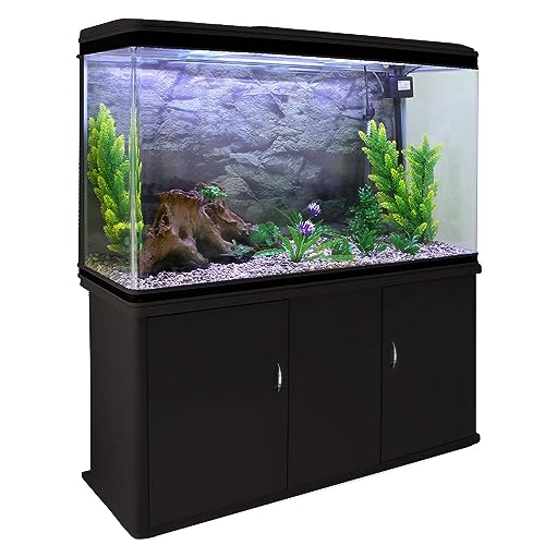 MonsterShop Aquarium Starter Komplettset Aquarium mit passendem Unterschrank inkl. Kies Aquarium-Hintergrund 143.5cm H x 120.5cm B x 39cm T