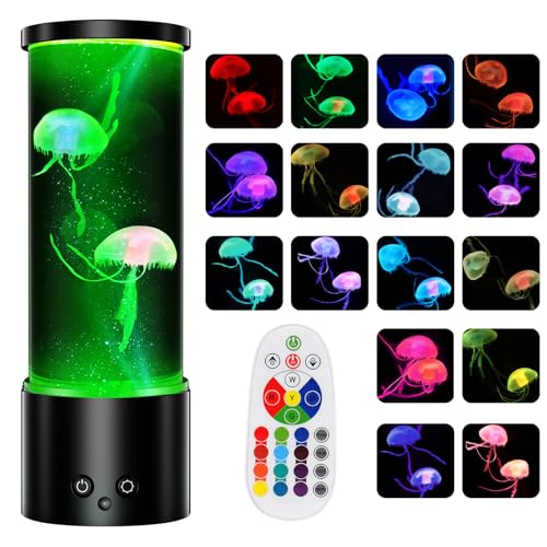 Soarling Quallenlampe, LED Quallen Lampe 17 Farben 4 Lichtmodi, Quallen Aquarium Quallenlampen mit Fernsteuerung für Kinder, 3-Helligkeit Stimmungslicht für Entspannung Schlafzimmerdekoration,Schwarz