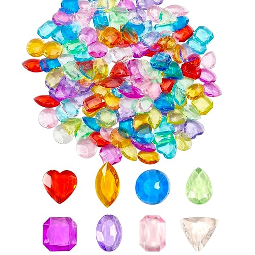 VIEVRE 100 Stück Edelsteine für Kinder, Diamanten Kinder, Acryl Edelsteine Kinder, Edelsteine für Kinder Groß, Diamant, Kristalle Kinder für Edelsteine Kindergeburtstag Hochzeit Vasen Tischdeko