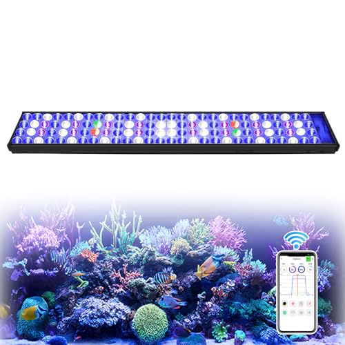 PopBloom LED Aquarium Light T75 led aquarium beleuchtung meerwasser Aquarium Beleuchtung Led Meerwasser Led für Aquarium Led Lampe Marine Reef 80-100cm Tank (1 H75 mit Hängeset)
