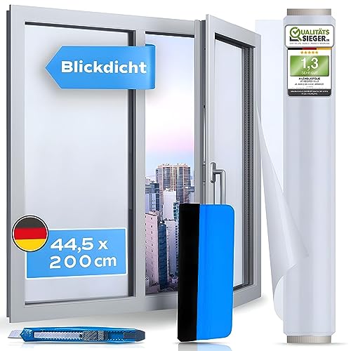 WindowShield® Fensterfolie Blickdicht | Milchglasfolie selbsthaftend | Selbstklebende Sichtschutzfolie Fenster | Anti-UV Privatsphäre Sichtschutz | für Bad, Büro, Wohnzimmer | 44.5 x 200cm