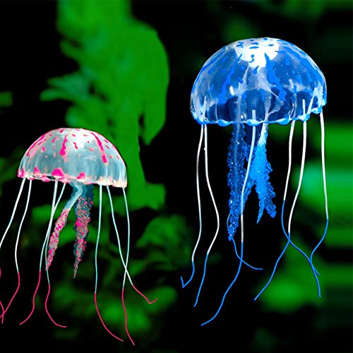 Aquarium Dekoration, Leuchtende Quallen, Künstliche Quallen, 2 Pcs Aquarium Deko, Glühende Aqua Ornaments, Glühende Jellyfish Ornament Dekoration Für Aquarium Fisch Becken