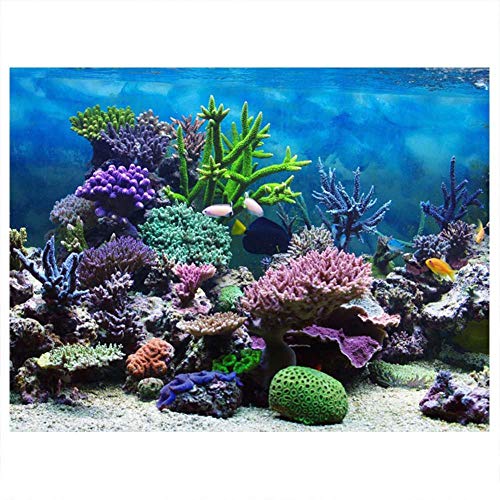 Fdit Aquarium-Hintergrund, Selbstklebend, Unterwasserkorallenriff, Dekoration, Papier, 61 * 30cm