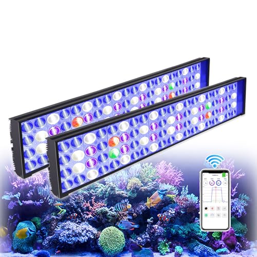 PopBloom Hertz54 intelligente App-Steuerung LED-Aquarienbeleuchtung led meerwasser Aquarium Beleuchtung Led Meerwasser aquarium lampe für 120cm 4ft 48inch (120W, für 110-150cm)