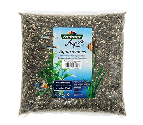 Dehner Aqua Aquarienkies Palaro, Edelkies, Körnung 3 - 5 mm, 5 kg, weiß/grau/schwarz