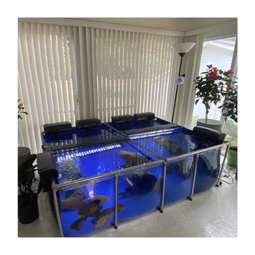 Aquarium-Poolteich, großer Hinterhof-Aquarium-Poolteich mit transparentem Sichtfenster, PVC-Plane mit Stahlrahmen und Ablassventil, Zuchtwassertank, Fischteich im Freien