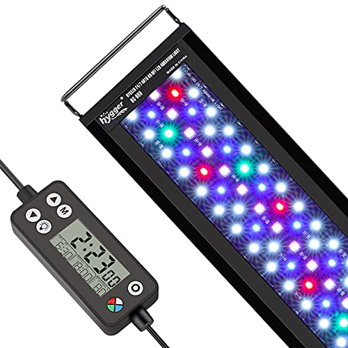 hygger Aquarium Beleuchtung, Aquarium LED Beleuchtung,Vollspektrum Aquarium Licht mit Monitor, 14W 24/7 Beleuchtungs Zyklus, 7 Farben, Einstellbarer Timer,3 Modus für 30-45cm Süßwasser Aquarien