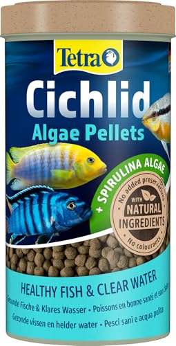 Tetra Cichlid Algae Pellets - Fischfutter mit Spirulina Algen für die besonderen Ernährungsbedürfnisse von alles- und pflanzenfressenden Cichliden, 500 ml Dose