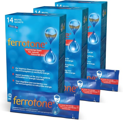 Vorteils-Set 3x Ferrotone: Eisen in Wasser aus natürlicher Quelle, sehr gut aufnehmbar und verträglich, flüssig, 42 x 20ml Beutel